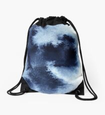 Indigo Nebula, Blue Abstract Painting Drawstring Bag
