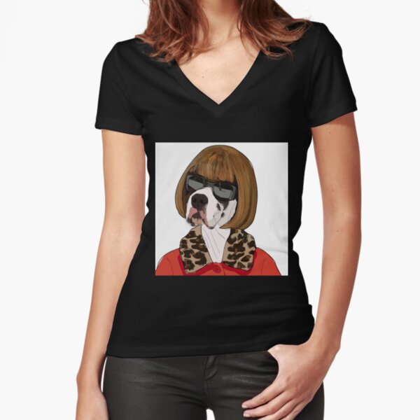 Celebrity Dog-Anna Barktour Fitted V-Neck T-Shirt