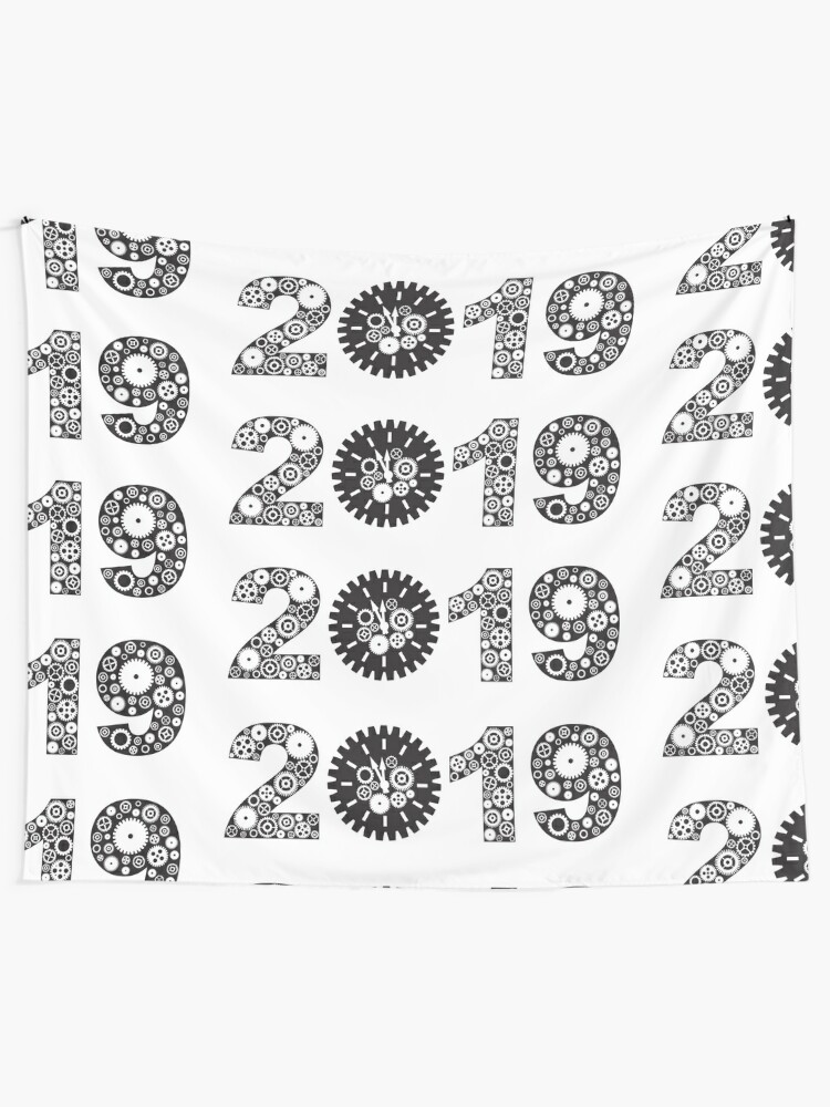 2019 Happy New Year Greeting Card Design Template Layout On White