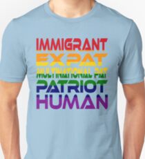 #OurPatriotism: Immigrant...Human (Rainbow) by Onjena Yo Slim Fit T-Shirt