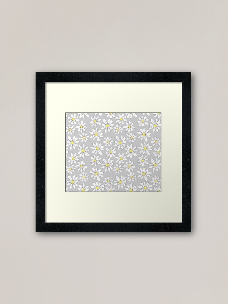 Alternate view of simple daisies on gray Framed Art Print