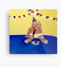 Chocolate cake w/ Vanilla Icing Painting Metal Print