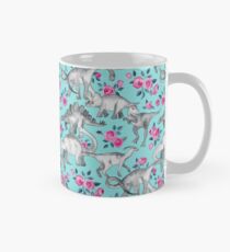 Dinosaurier und Rosen - türkisblau Tasse (Standard)
