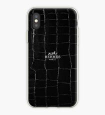Black hermes paris texture iPhone Case