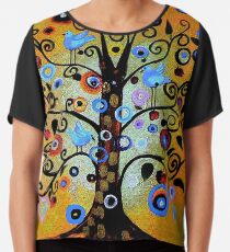Tree with Blue Birds...early 20th century Chiffon Top