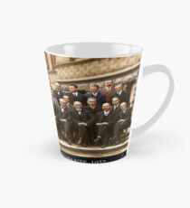 1927 Solvay Conference (spacetime bg), posters, prints Tall Mug