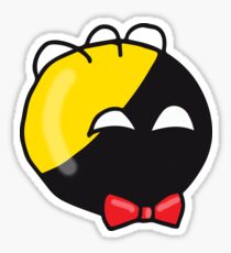 Ancap Memeball PolandBall Anarchyball Bouncy Meme Ball yellow and black with Tucker cute red bow tie and shadow HD HIGH QUALITY ONLINE STORE Sticker