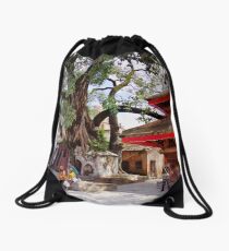 In Kathmandu's Durbar Square Drawstring Bag