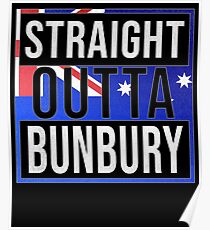 Póster Straight Outta Bunbury Retro Style - Gift For An Australian From Bunbury in Western Australia , Design Has The Australia Flag Embedded