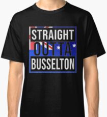 Straight Outta Busselton Retro Style - Gift For An Australian From Busselton in Western Australia , Design Has The Australia Flag Embedded Classic T-Shirt