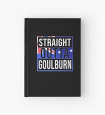 Straight Outta Goulburn Retro Style - Gift For An Australian From Goulburn in New South Wales , Design Has The Australia Flag Embedded Hardcover Journal