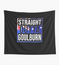 Straight Outta Goulburn Retro Style - Gift For An Australian From Goulburn in New South Wales , Design Has The Australia Flag Embedded Wall Tapestry