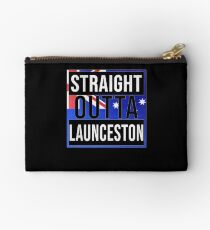 Straight Outta Launceston Retro Style - Gift For An Australian From Launceston in Tasmania , Design Has The Australia Flag Embedded Studio Pouch