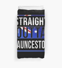Straight Outta Launceston Retro Style - Gift For An Australian From Launceston in Tasmania , Design Has The Australia Flag Embedded Duvet Cover