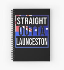 Straight Outta Launceston Retro Style - Gift For An Australian From Launceston in Tasmania , Design Has The Australia Flag Embedded Spiral Notebook