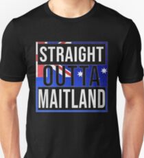 Straight Outta Maitland Retro Style - Gift For An Australian From Maitland in New South Wales , Design Has The Australia Flag Embedded Unisex T-Shirt