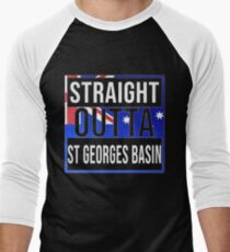 Straight Outta St Georges Basin Retro Style - Gift For An Australian From St Georges Basin in New South Wales , Design Has The Australia Flag Embedded Men's Baseball ¾ T-Shirt