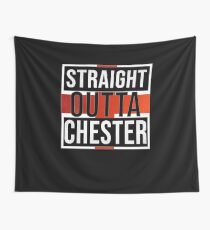 Straight Outta Chester Retro Style - Gift For An Englishmen , Englishwomen, From Chester in England , Design Has The English Flag Embedded Wall Tapestry