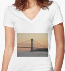 #bridge, #architecture, #water, #city, #usa, #california, #WerrazanoNarrowsBridge, #suspension, #river, #sky, #bay, #landmark Women's Fitted V-Neck T-Shirt