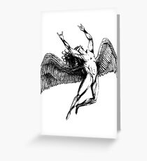 ICARUS THROWS THE HORNS - black ***find hidden gems in my portfolio*** Greeting Card