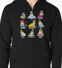 Pug Princesses Zipped Hoodie