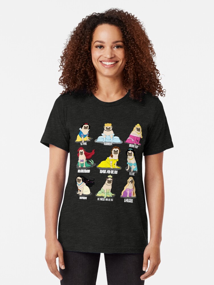 Alternate view of Pug Princesses Tri-blend T-Shirt