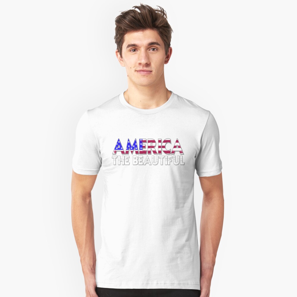 America the Beautiful in Red, White and Blue Slim Fit T-Shirt