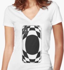 #black, #white, #chess, #checkered, #pattern, #abstract, #flag, #board Women's Fitted V-Neck T-Shirt