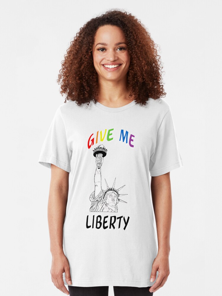 Alternate view of Give Me Liberty Gay Rights T-shirt Slim Fit T-Shirt