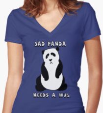 Sad Panda Needs A Hug Women's Fitted V-Neck T-Shirt