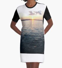 Sea, Water, Sunset, Reflection, #Sea, #Water, #Sunset, #Reflection Graphic T-Shirt Dress