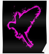 Silhouette parrot pink and black silhouette Poster