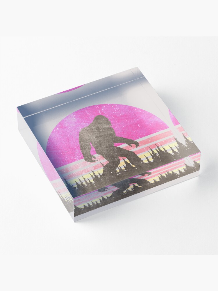 Alternate view of Vintage Distressed Bigfoot Shirt - Sasquatch Shirt - Bigfoot T Shirts Acrylic Block