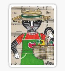 2018 Tabby Cat Vegetable Gardener by BRIDEOFHYDE Sticker