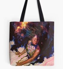 girl and stars Tote Bag