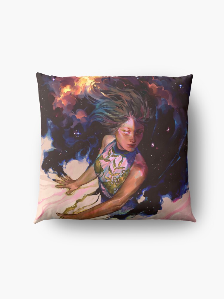 Alternate view of girl and stars Floor Pillow