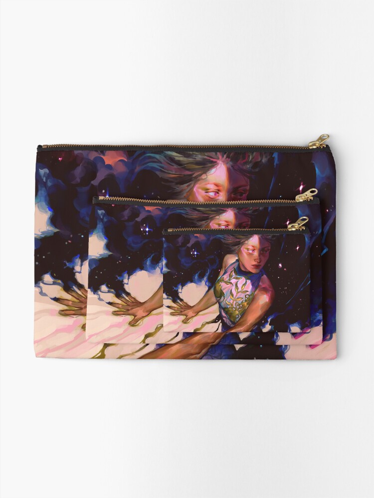 Alternate view of girl and stars Zipper Pouch