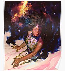 girl and stars Poster