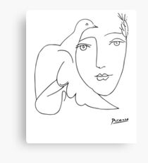 Pablo Picasso Peace (Dove and Face) T Shirt, Sketch Artwork Canvas Print