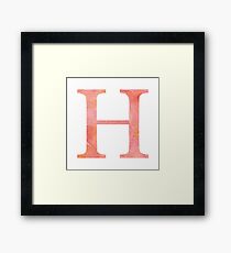 Peach Watercolor Η Framed Print