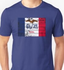 FLAG OF IOWA - POPULAR WOOD OVERLAY DISTRESS FLAG DESIGN Unisex T-Shirt