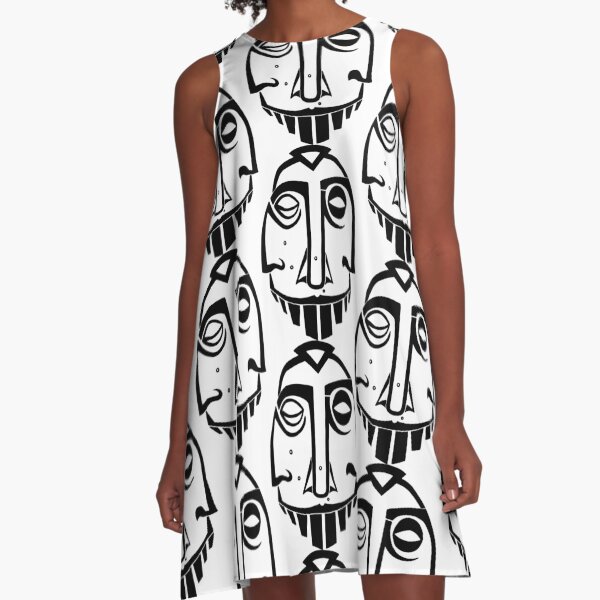 Maske Totem Heilige Dreifaltigkeit A-Linien Kleid