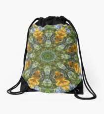 Yellow Tree Flower Kaleidoscope Art 6 Drawstring Bag