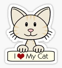 Cream Striped Cat - I Love My Cat Sticker