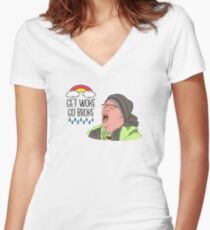 Get Woke, Go Broke Women's Fitted V-Neck T-Shirt