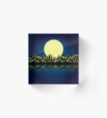 City Skyline Night Acrylic Block