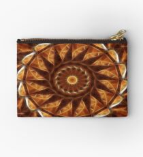 Brown Tan Gold Kaleidoscope Art 7 Studio Pouch