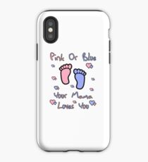 pink or blue mama loves you gender reveal party gift idea iPhone Case