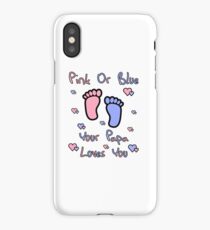 pink or blue papa loves you gender reveal party gift idea iPhone Case