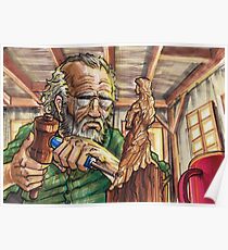 An Old Sculptor with a Chisel Poster